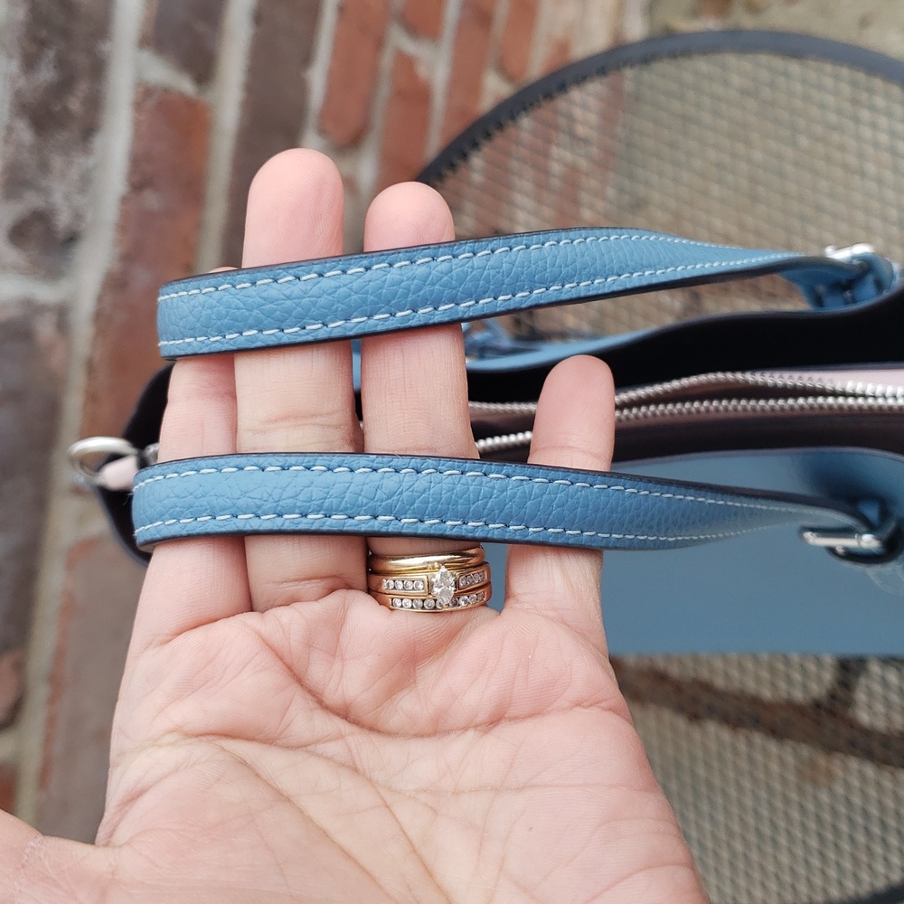 Coach Mollie Tote 25 Leather Satchel Convertible Bag Pacific Blue Designer - Picture 15 of 17